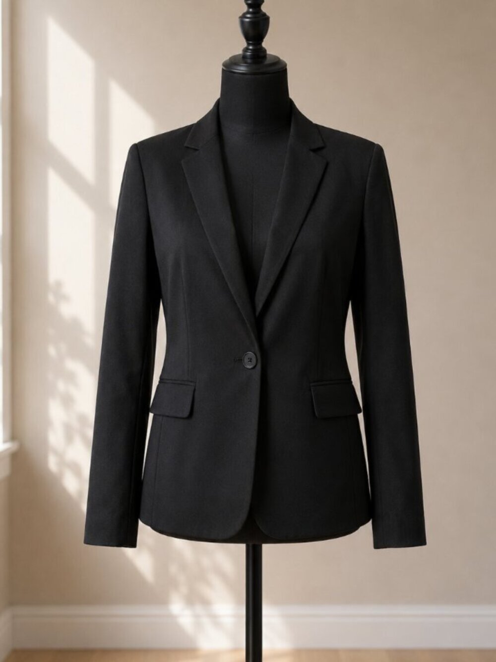 Hobbs London Katy Wool Blend One Button Suit Jacket Blazer Black Women US 14
